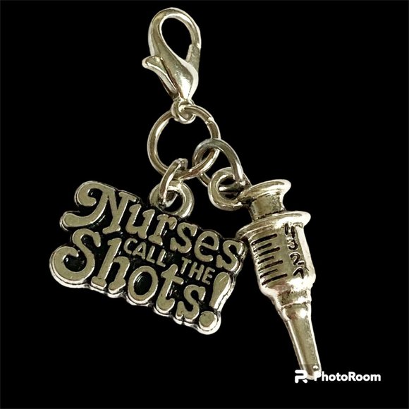 Medical Nursing Nurses Call the Shots Clip On Charm Bracelet Zipper Pull - Picture 2 of 6